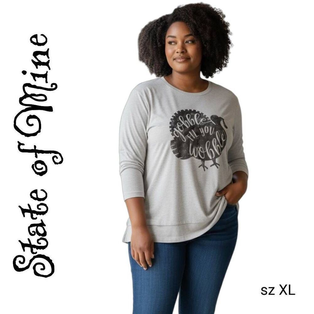 Thanksgiving Gobble Till You Wobble Turkey Graphic Super Soft Jersey Tee Shirt